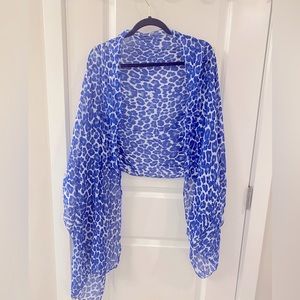 Blue Leopard Print Light Scarf